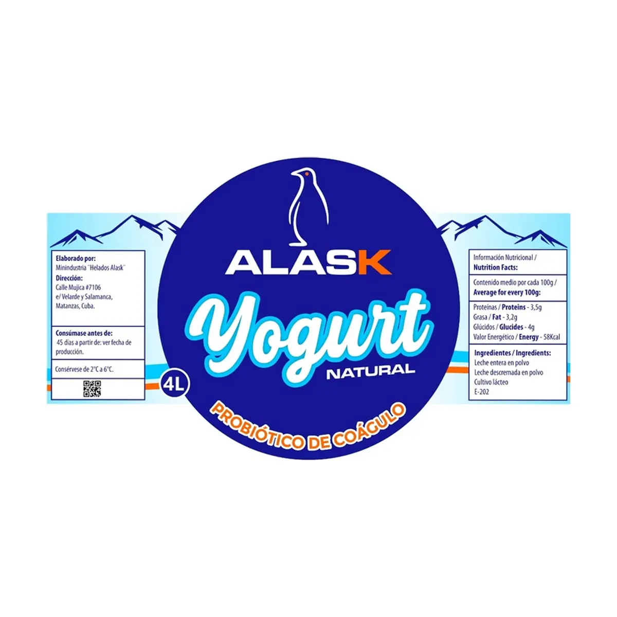 Yogurt probiótico de coágulo sabor natural Alask (4 L) - Thumbnail 2