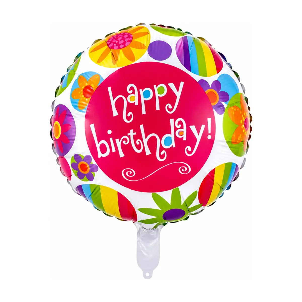 Globo con cartel "Happy Birthday" y diseño de flores 18 pulgadas Ballon
