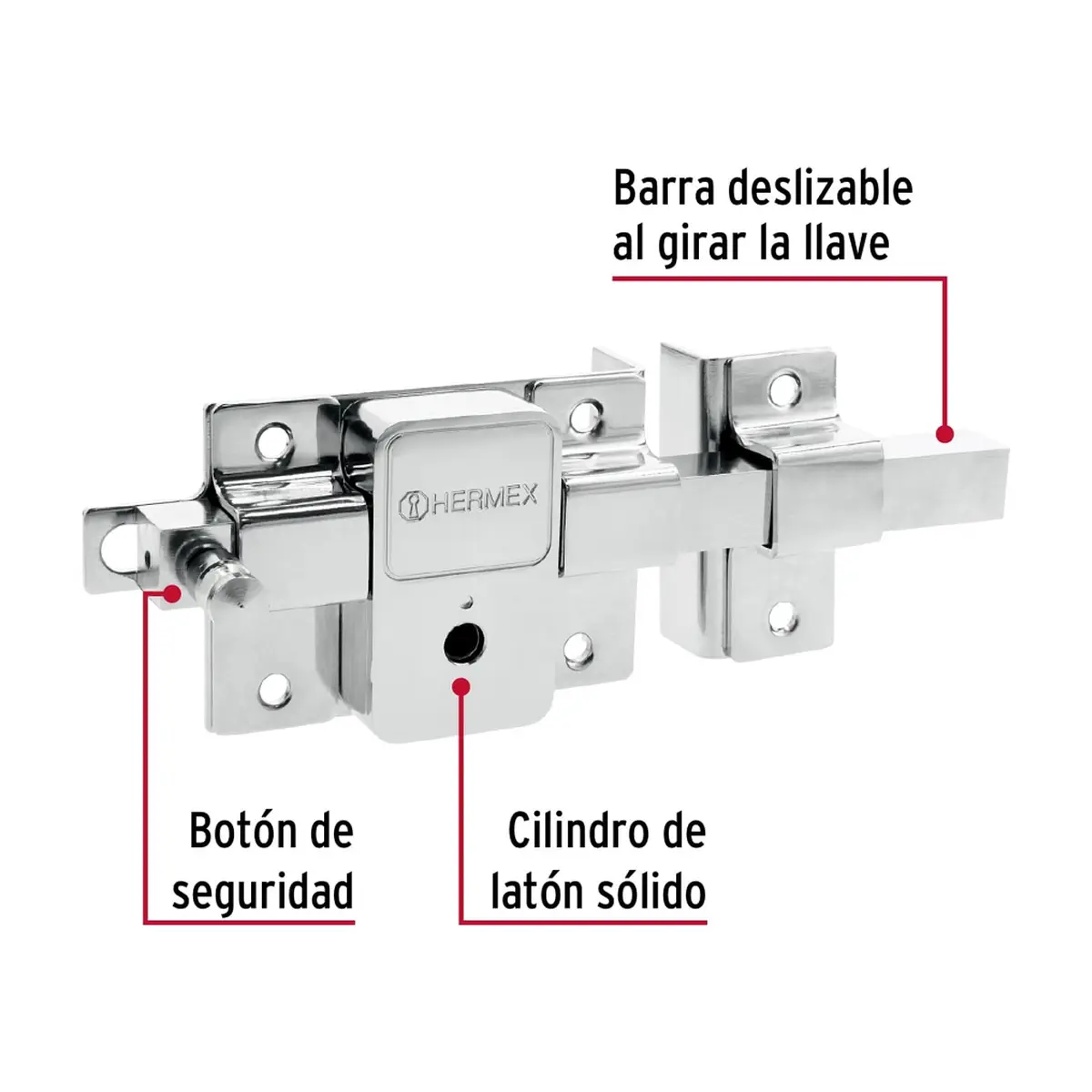 Cerradura de barra fija derecha Hermex CB-50D - Miniatura 2