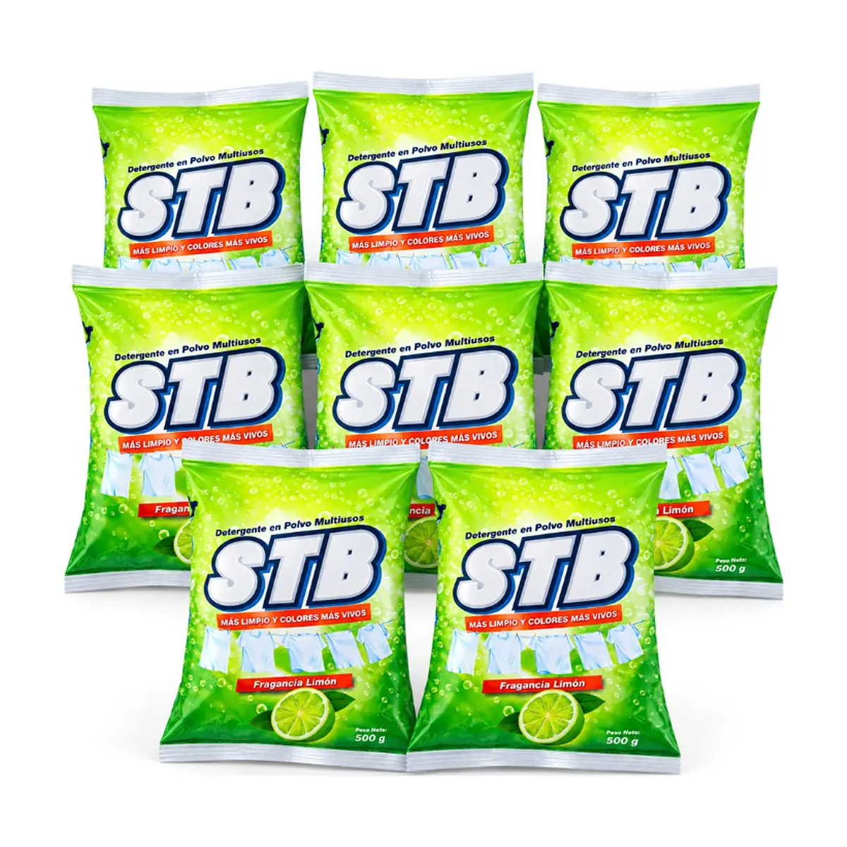 Detergente en polvo multiusos con fragancia a limón STB (8 x 500 g / 1.1 lb)