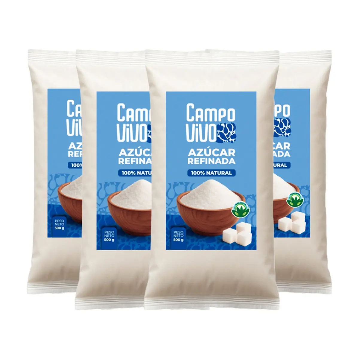 Azúcar blanca refinada Campo Vivo (4 x 500 g / 1.1 lb) - Miniatura 1