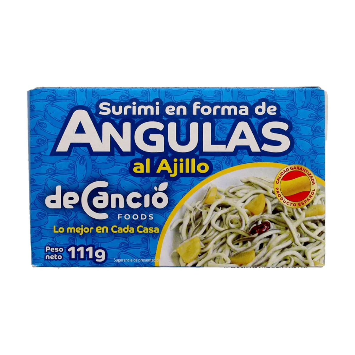 Surimi en forma de angulas al ajillo en aceite vegetal deCancio Foods (111 g / 3.92 oz)