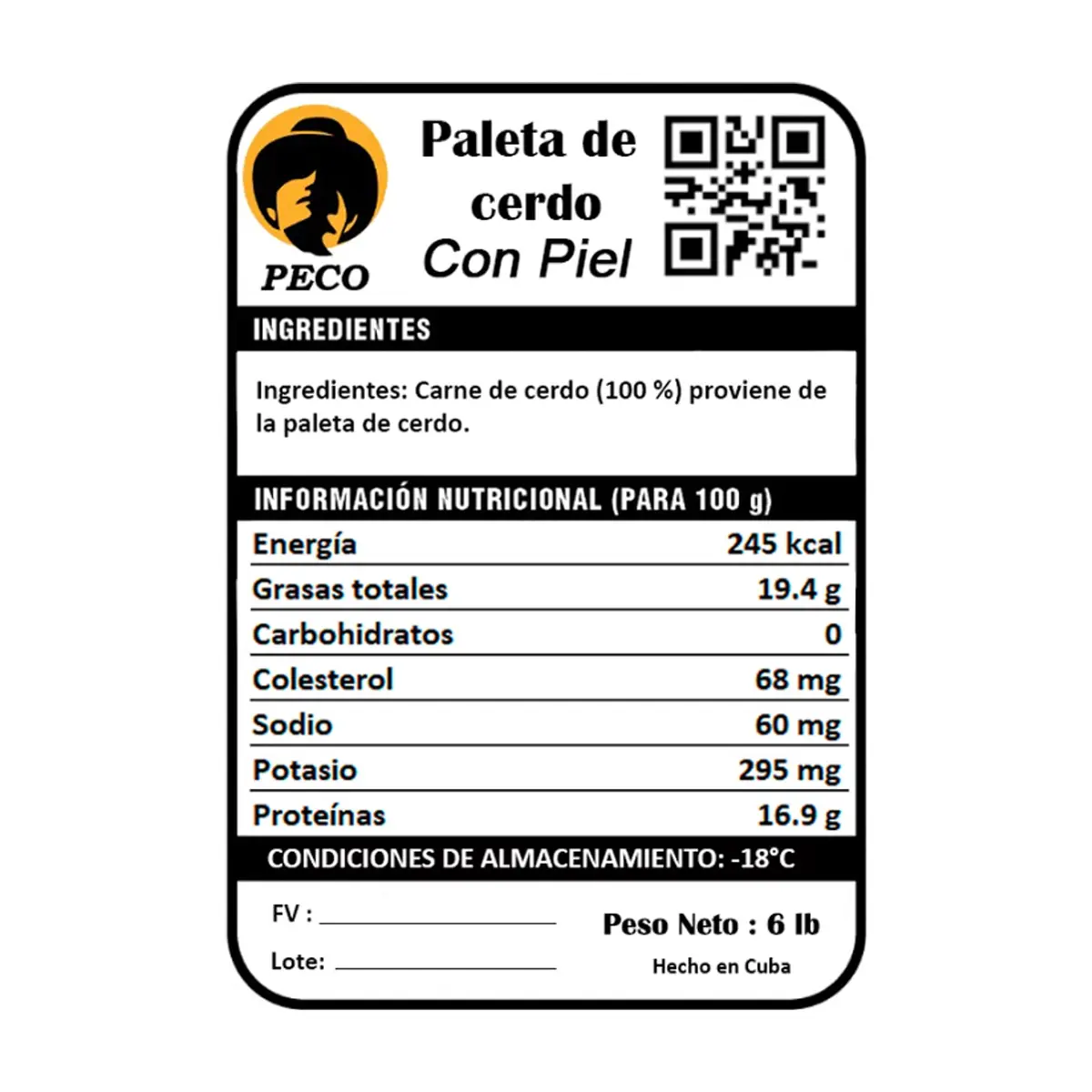 Paleta de cerdo con piel Peco (2.72 kg / 6 lb) - Thumbnail 2