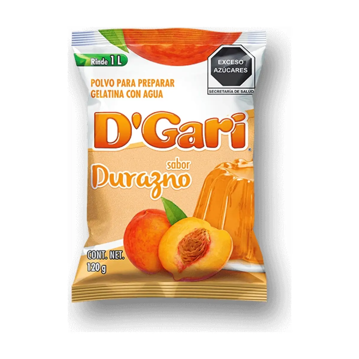 Gelatina sabor durazno D'Gari (120 g / 4.2 oz)
