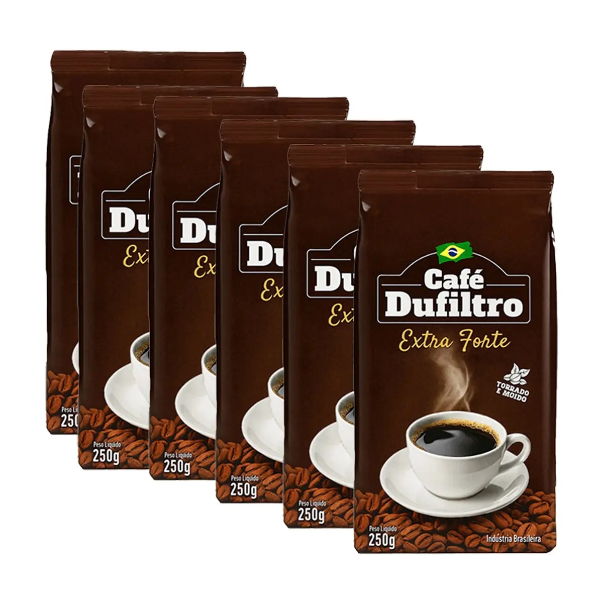 Café tostado y molido extra fuerte Dufiltro (6 x 250 g / 8.8 oz)