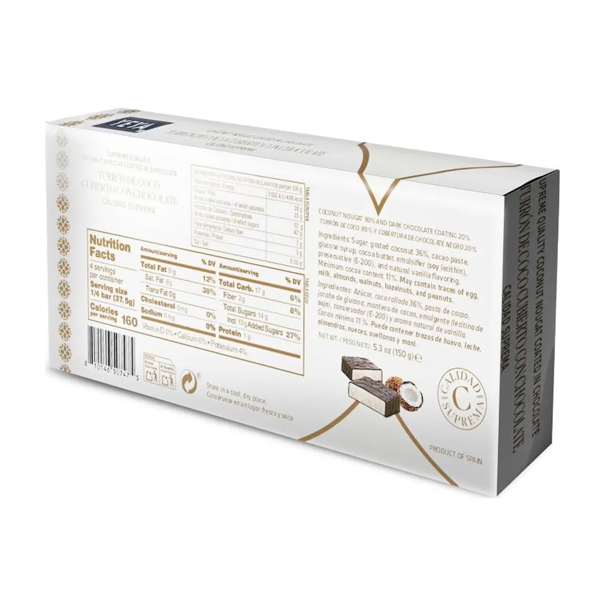 Turrón de chocolate con coco Calidad suprema YEYA (150 g / 5.3 oz) - Thumbnail 5