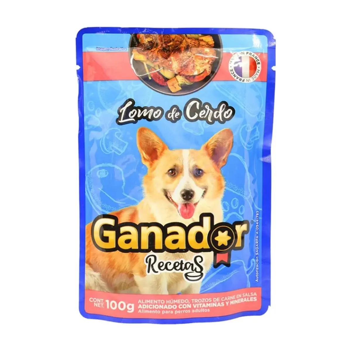 Alimento para perros adultos lomo de cerdo Ganador (100 g / 3.52 oz)