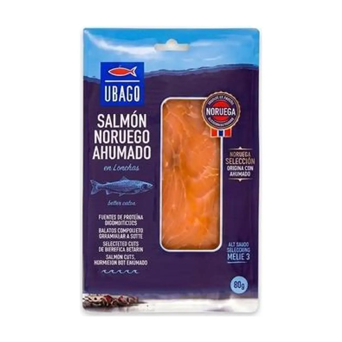 Lonchas de Salmón Noruego Ahumado Esencial (80g) UBAGO