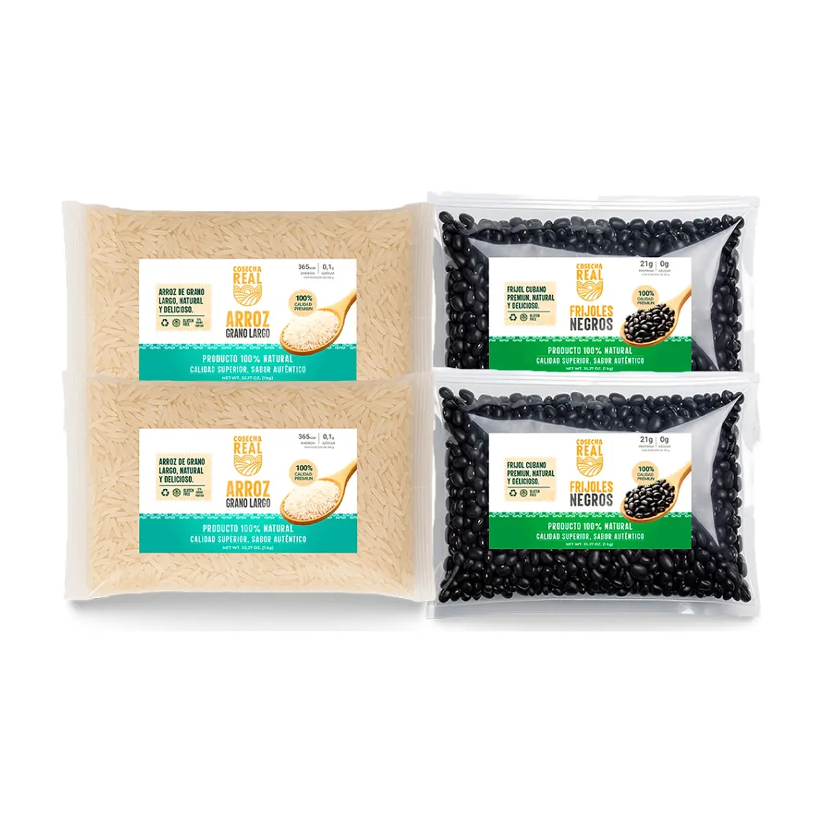 Combo de granos y legumbres Cosecha Real #2: Arroz de grano largo + Frijoles negros