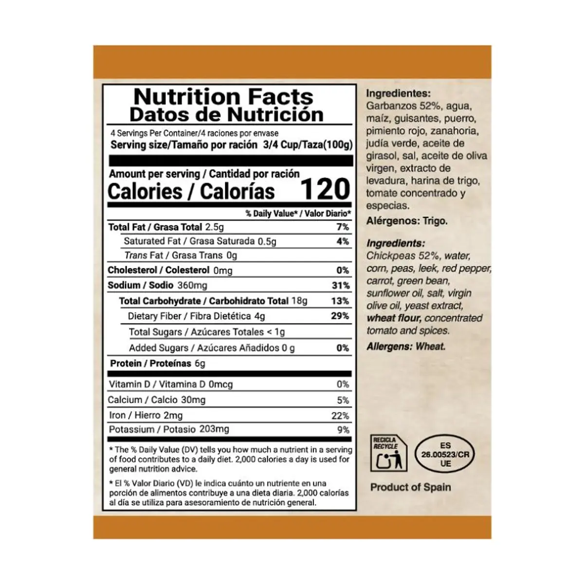 Garbanzos a la jardinera YEYA (6 x 415 g / 14.6 oz) - Miniatura 3