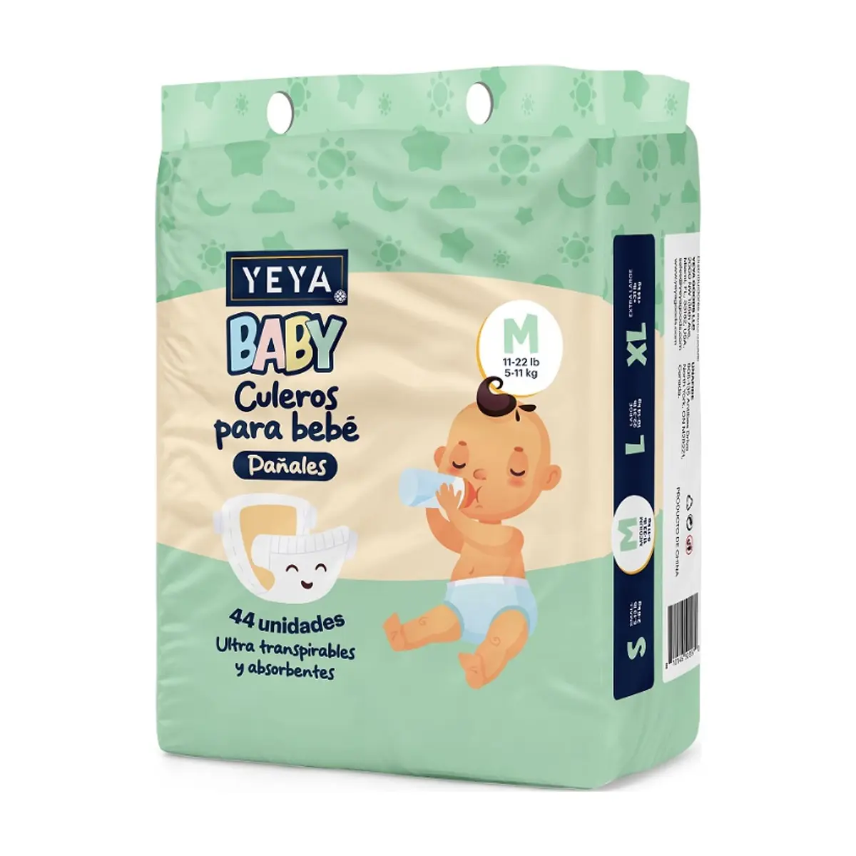 Pañales desechables para bebé talla M YEYA (44 U)