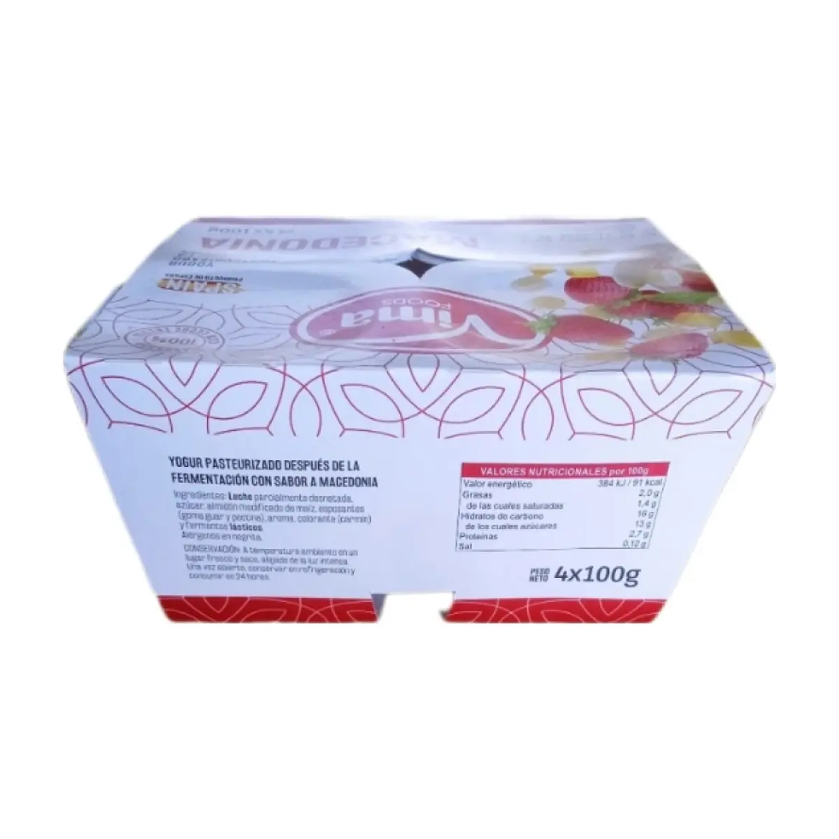 Yogurt pasteurizado de macedonia Vima Foods (4 x 100 g / 3.52 oz) - Miniatura 2