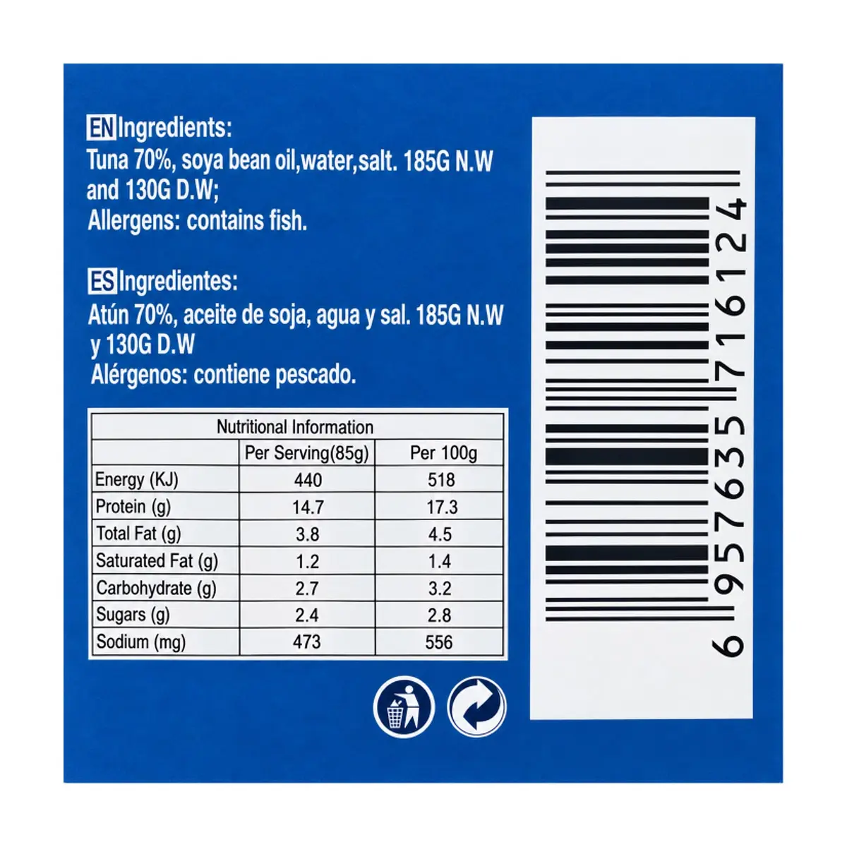 Atún lomitos en aceite Lucy (185 g / 6.53 oz) - Miniatura 9