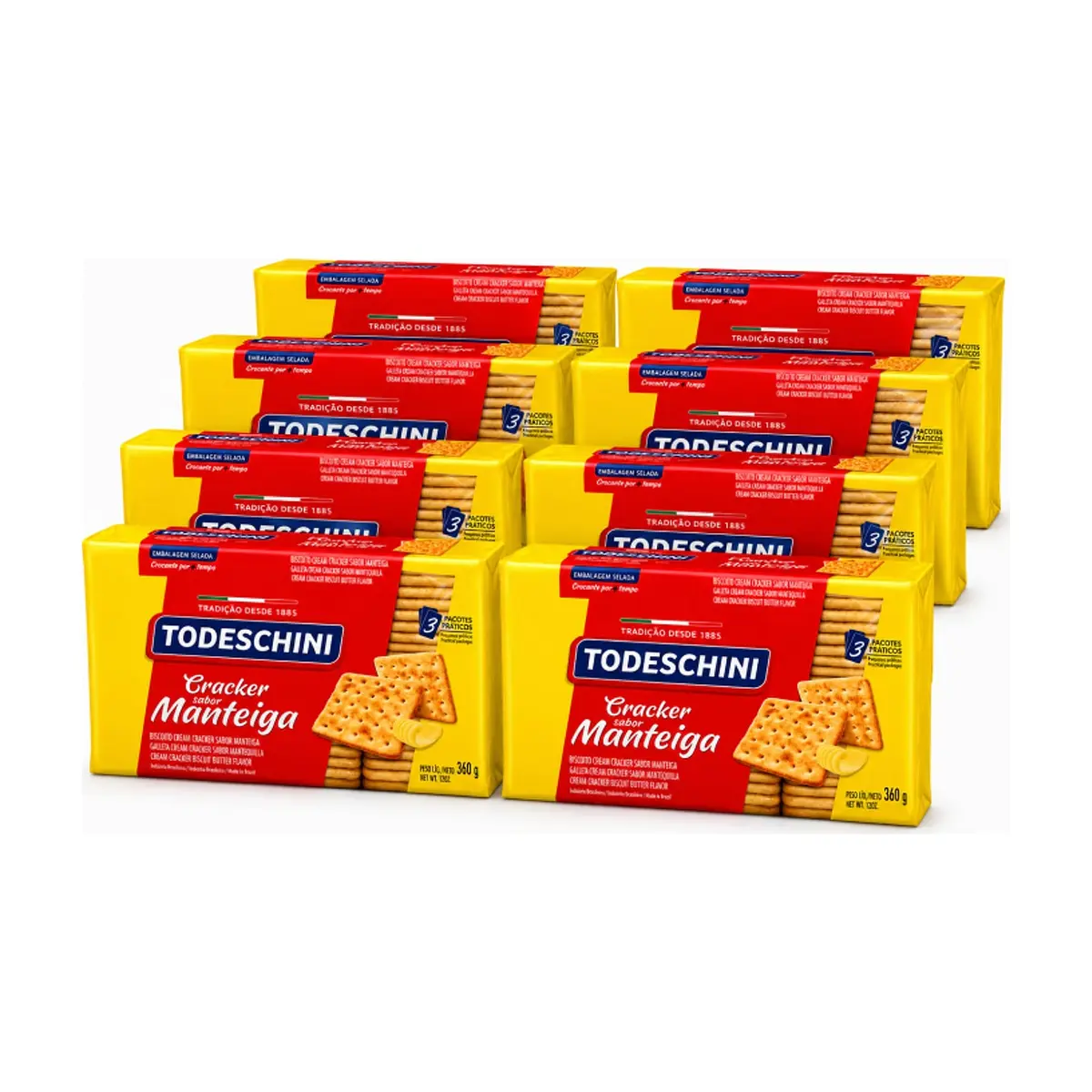 Galletas Cream Cracker sabor mantequilla Todeschini (8 x 360 g / 12 oz) - Imagen 1