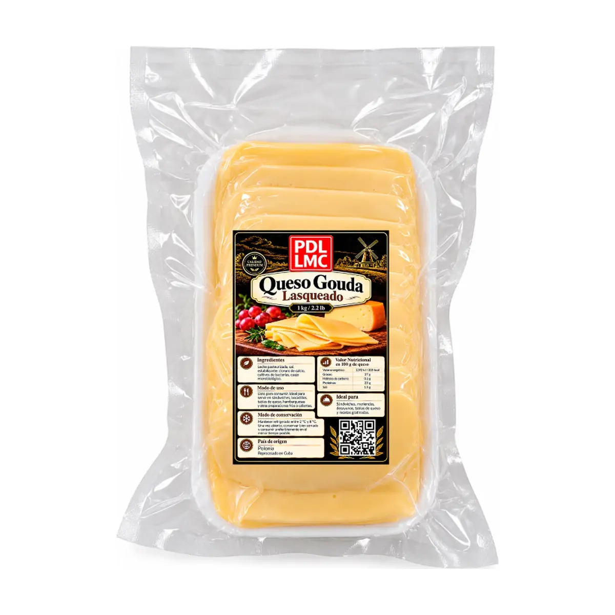 Queso gouda lasqueado PDL LMC (1 kg / 2.2 lb) - Miniatura 1