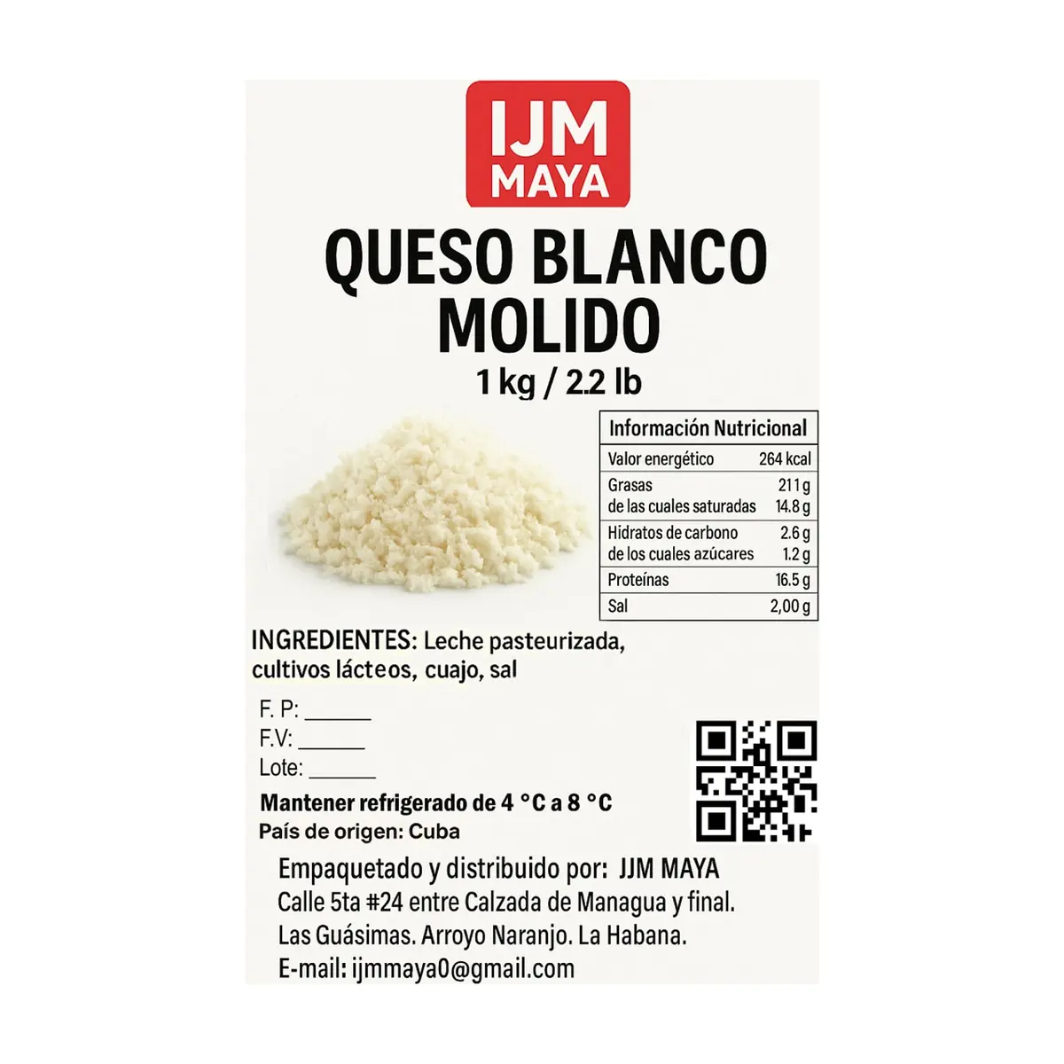 Queso blanco molido IJM (1 kg / 2.2 lb) - Miniatura 3