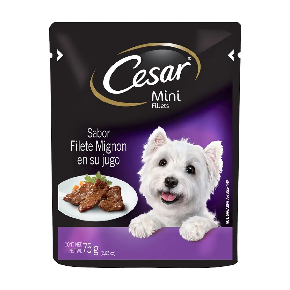 Alimento para perro sabor filete mignon en su jugo Mini Fillets Cesar (75 g / 2.65 oz)