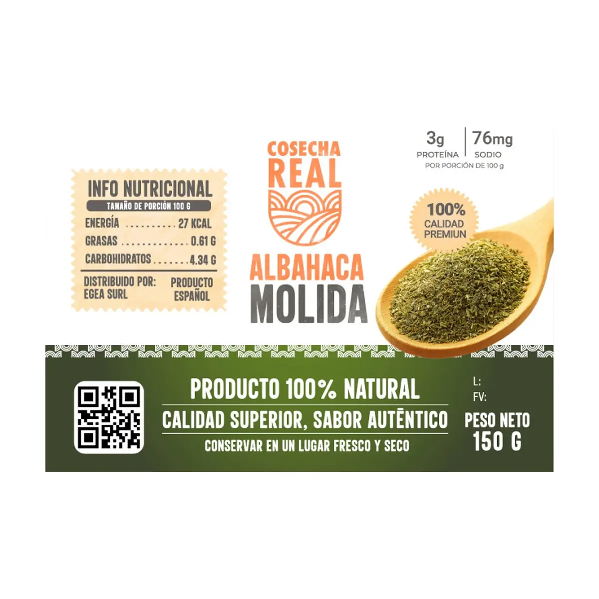 Albahaca molida Cosecha Real (150 g / 5.29 oz) - Thumbnail 3
