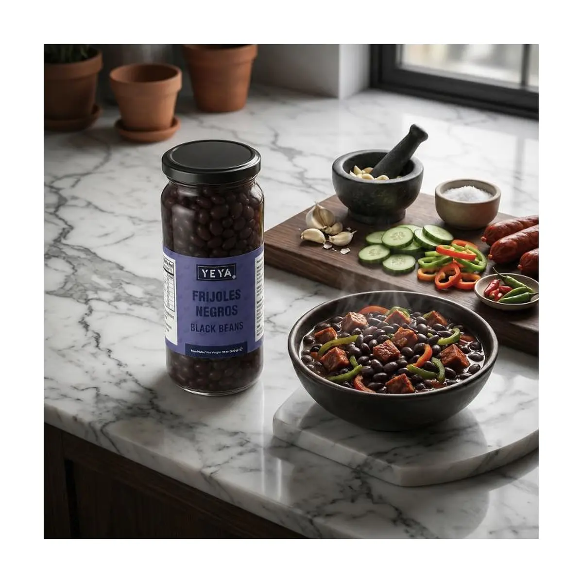YEYA Black Beans in Glass Jar (540 g / 19 oz) - Thumbnail 7