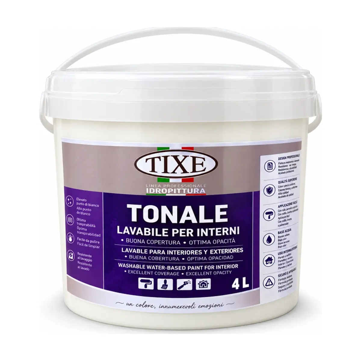 Pintura lavable para interiores de color blanco Tonale TIXE (4 L) - Miniatura 1