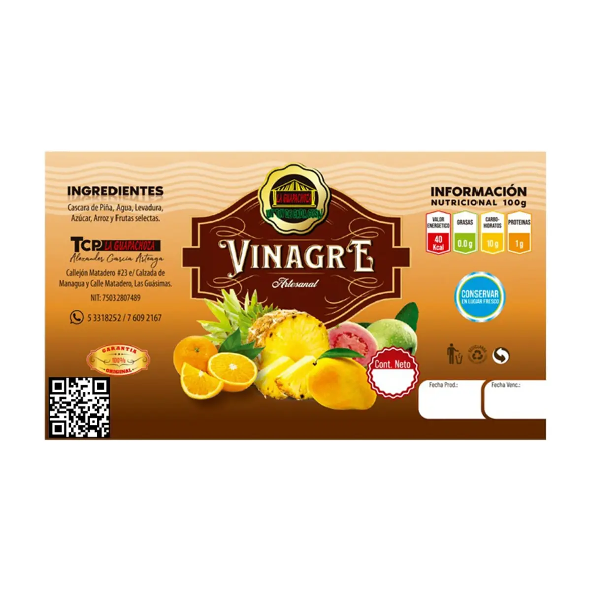 Vinagre de frutas artesanal La Guapachoza (1 L) - Thumbnail 2