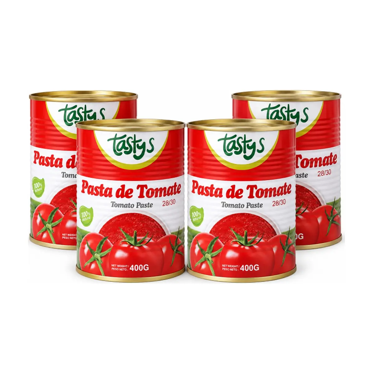Pasta de tomate Tastys (4 x 400 g / 14 oz) - Imagen 1