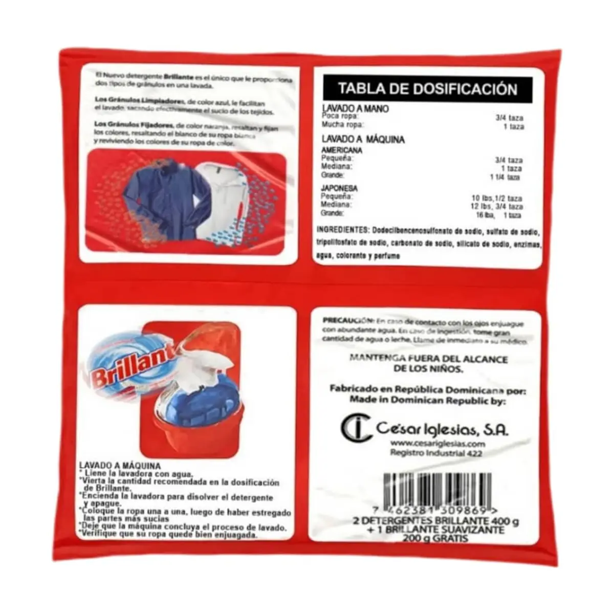 Detergente en polvo Brillante (5 x 400 g / 14.10 oz) - Miniatura 2