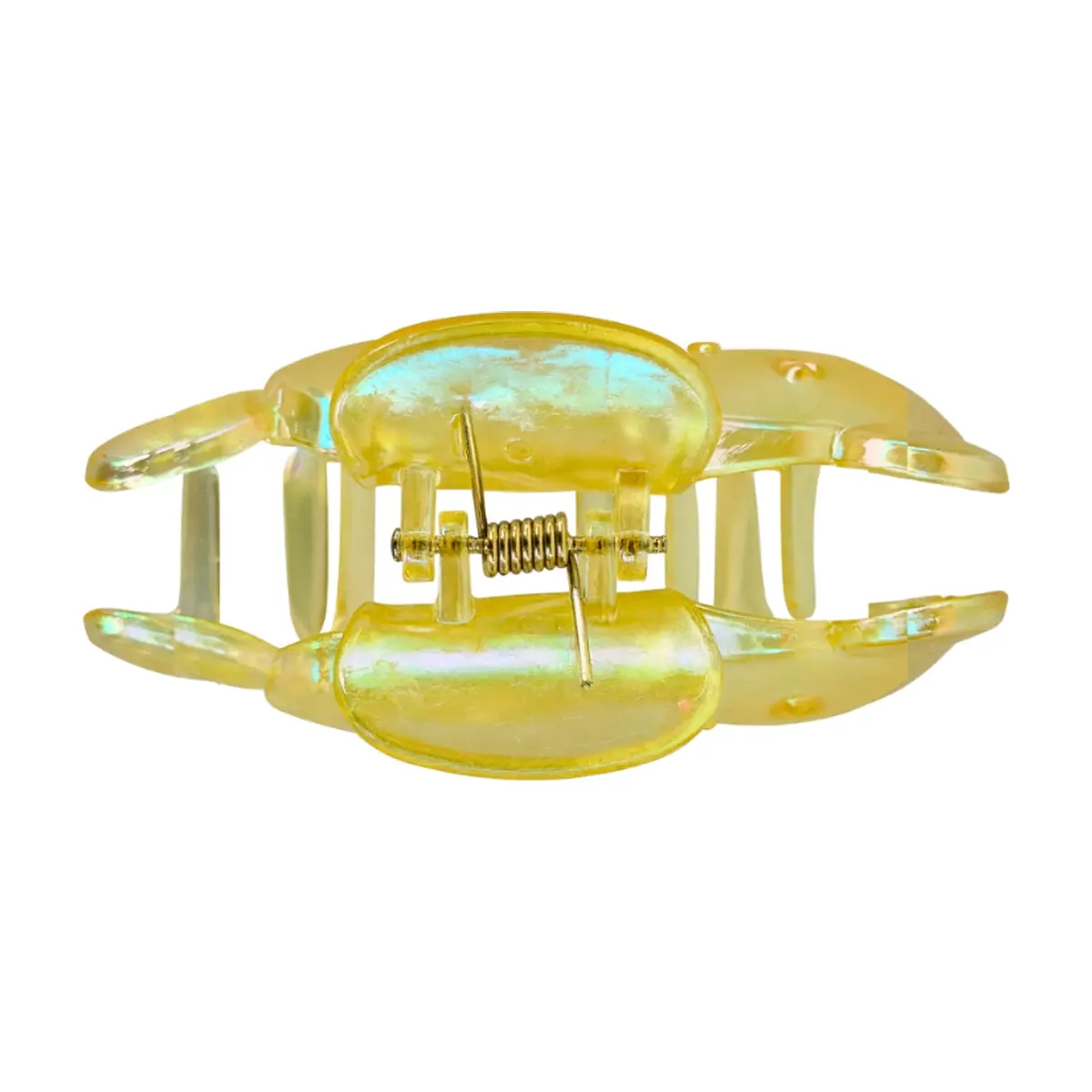 Gancho con figura de oso amarillo transparente con acabado tornasolado para el cabello Tiara - Thumbnail 3