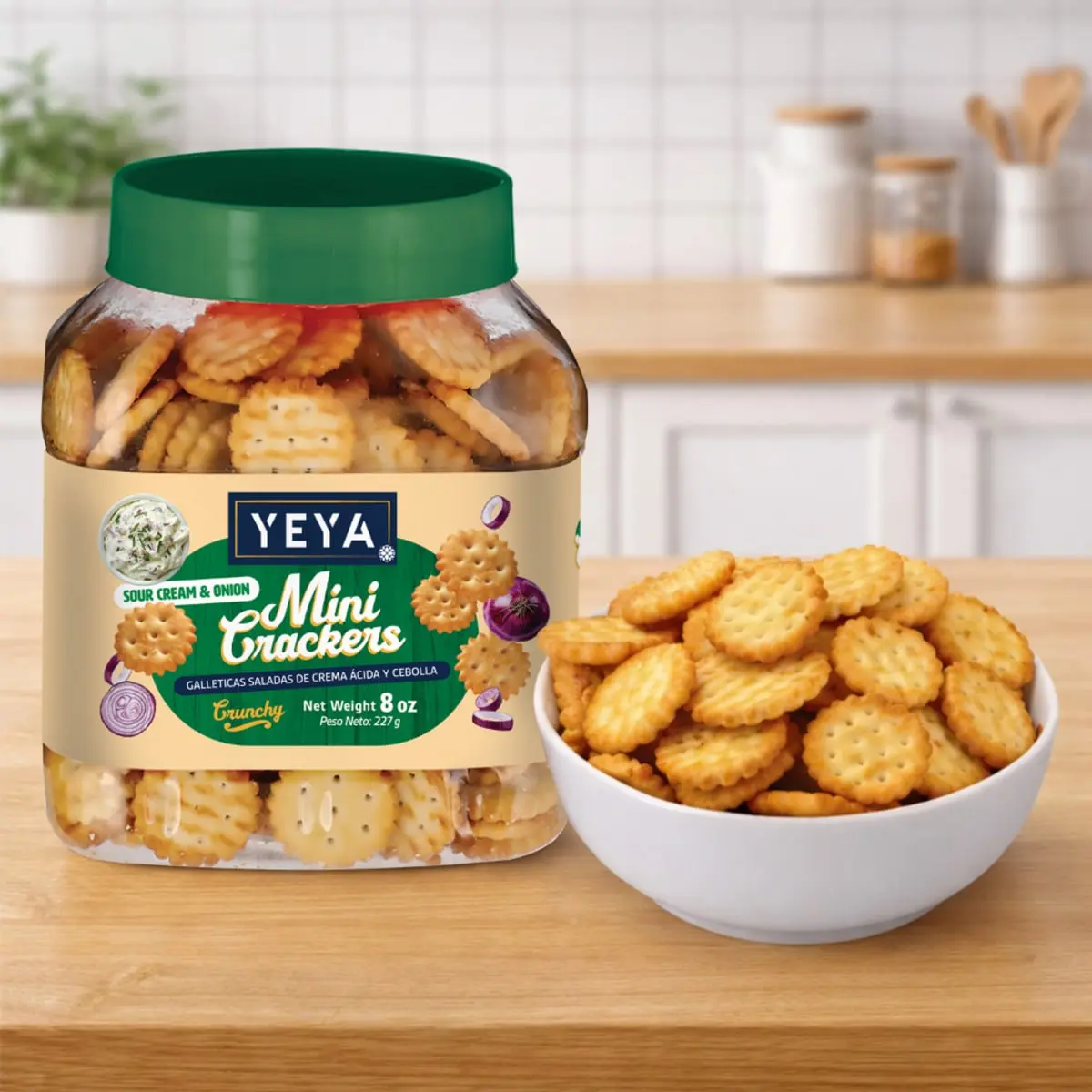 Galleticas saladas sabor crema y cebolla YEYA (3 x  227 g ) - Thumbnail 4