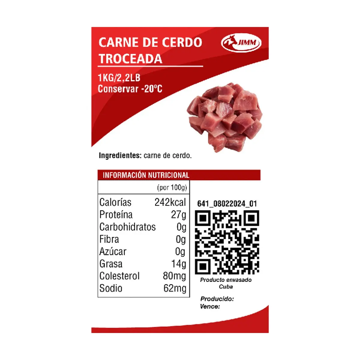 Carne de cerdo troceada Jimm (1 kg / 2.2 lb) - Miniatura 4