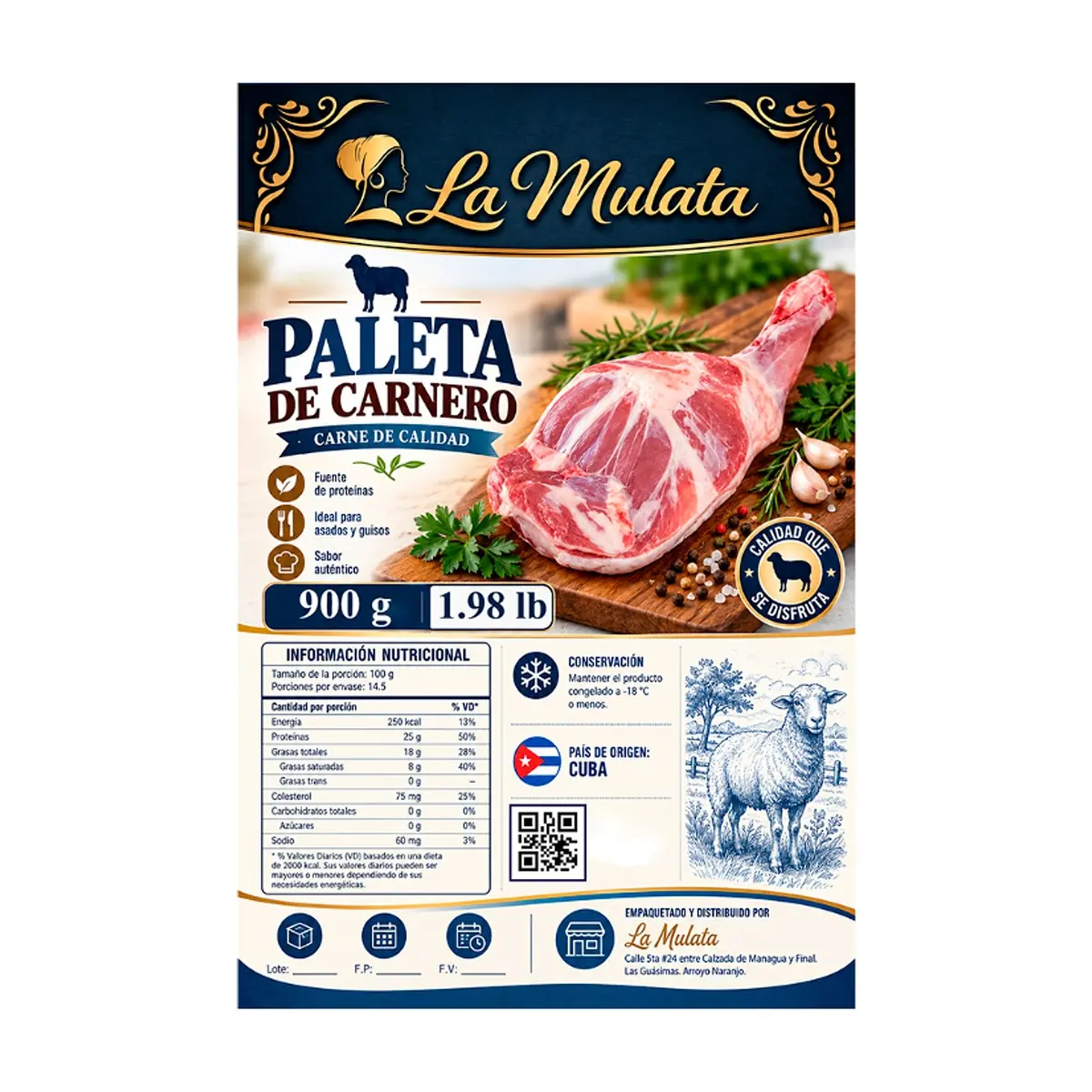 Paleta de carnero La Mulata (900 g / 1.98 lb) - Miniatura 2