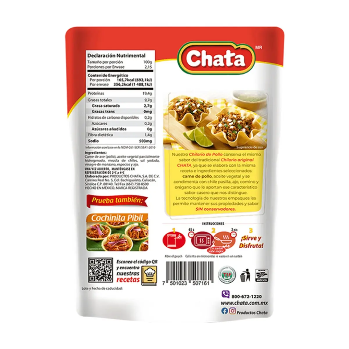 Carne 100% de pollo condimentada Chilorio Chata (215 g / 7.58 oz) - Thumbnail 2