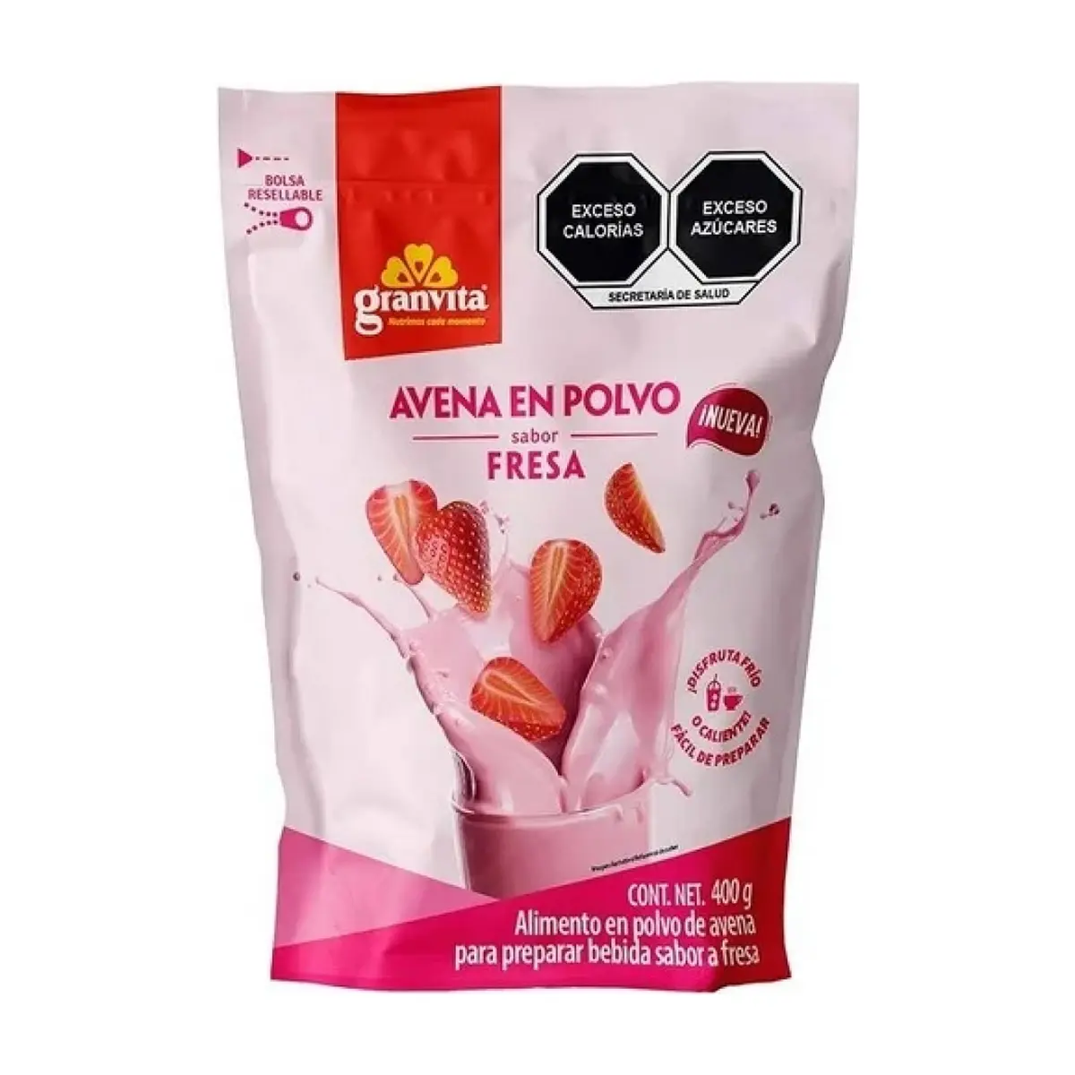 Avena en polvo sabor fresa Granvita (400 g / 14.1 oz) - Thumbnail 4