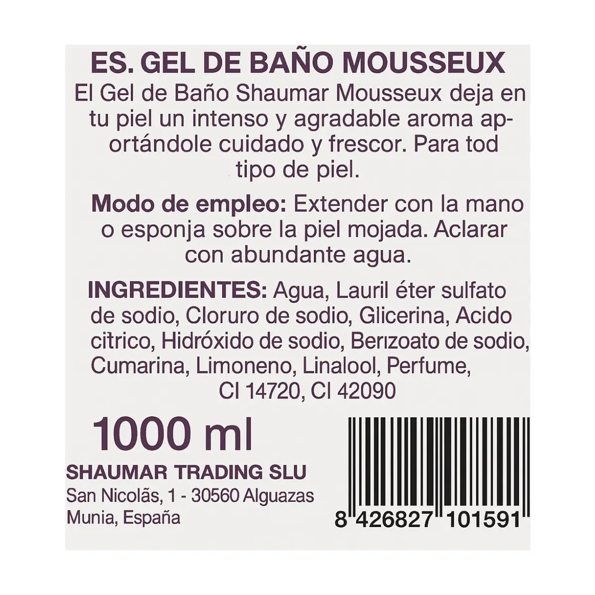 Gel de baño mousseux Shaumar (1000 ml) - Thumbnail 3