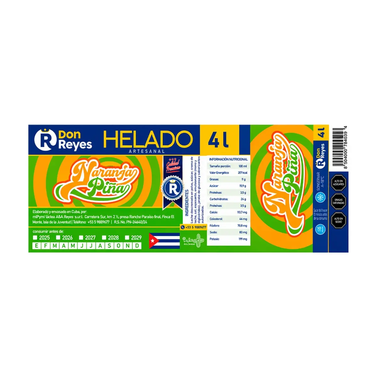 Helado artesanal sabor naranja-piña Don Reyes (4 L) - Thumbnail 4