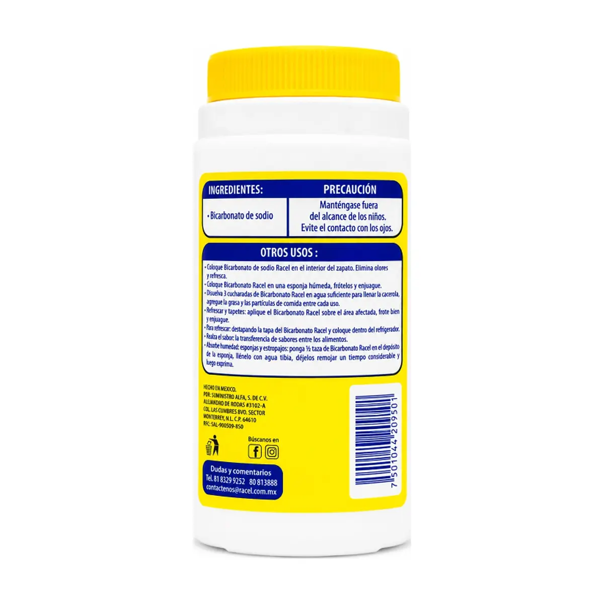 Bicarbonato de sodio puro Racel (100 g / 3.53 oz) - Miniatura 2