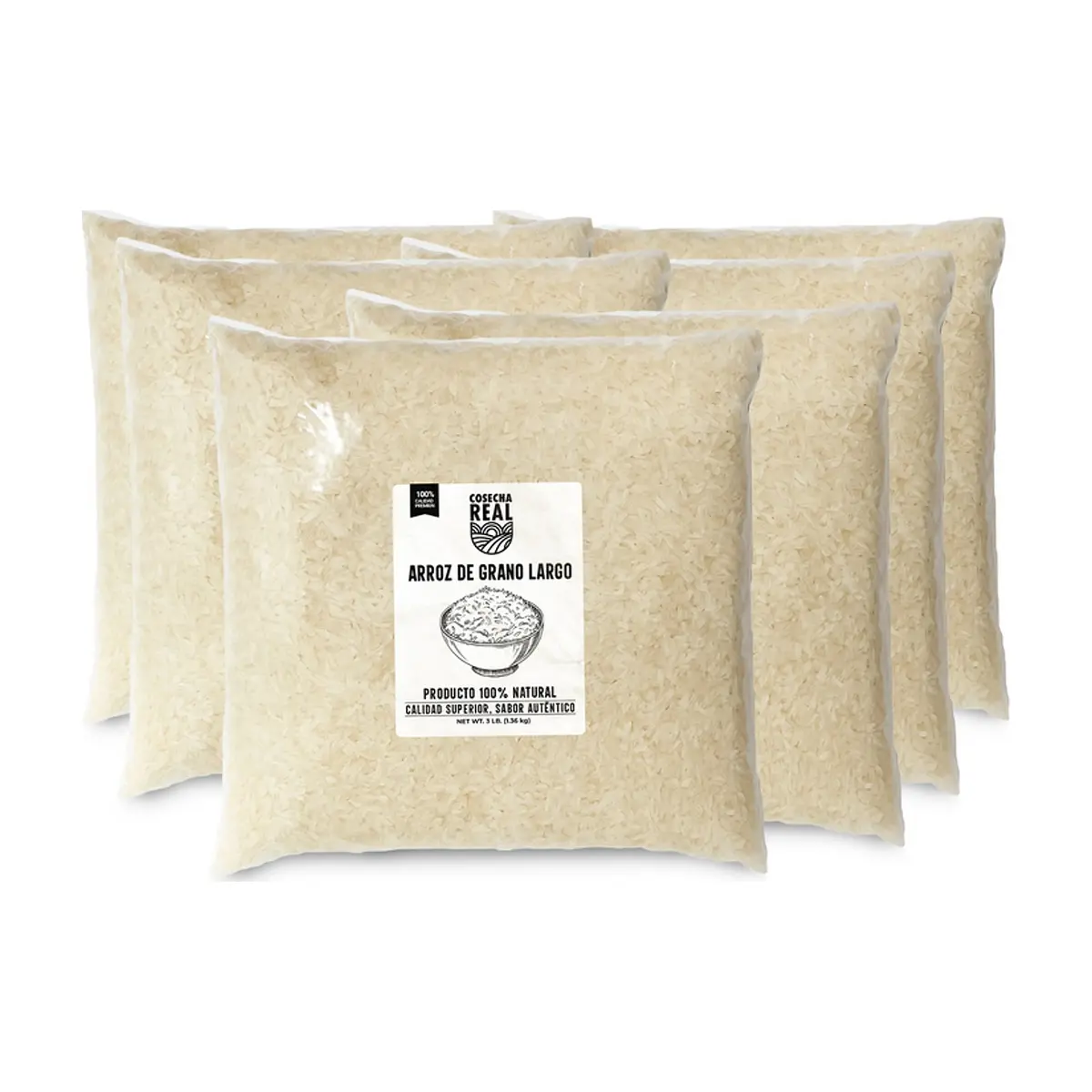 Arroz de grano largo Cosecha Real (6 x 1.36 kg / 3 lb)