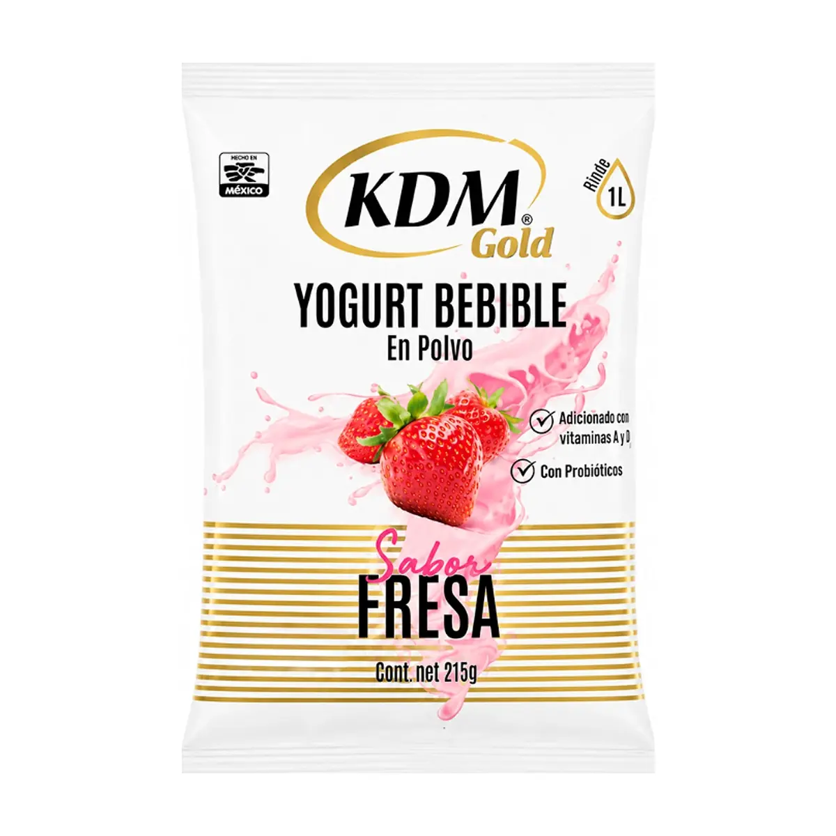 Yogurt bebible en polvo sabor fresa KDM Gold (215 g / 7.58 oz)