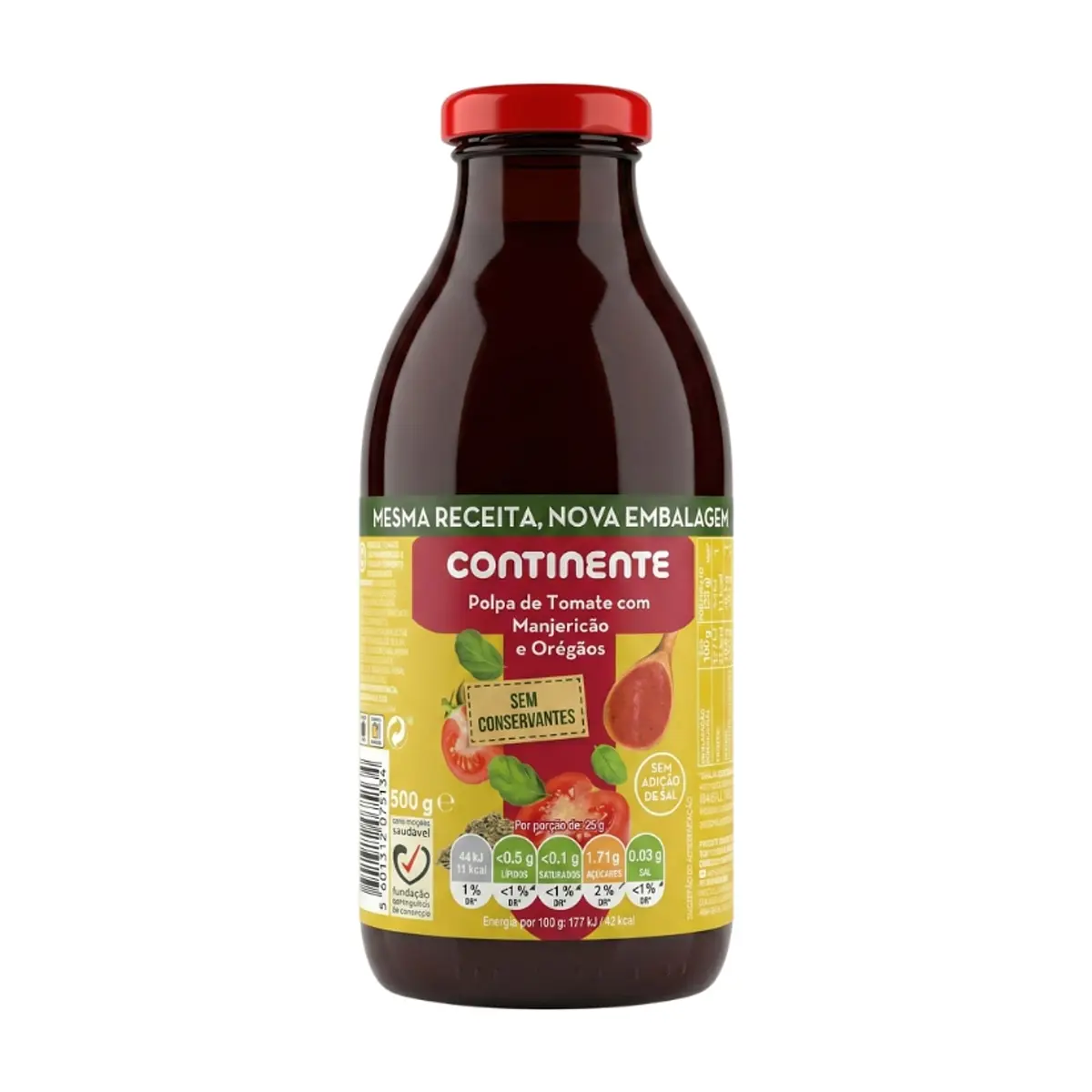 Pulpa de tomate con albahaca y orégano Continente (500 g / 17.64 oz)