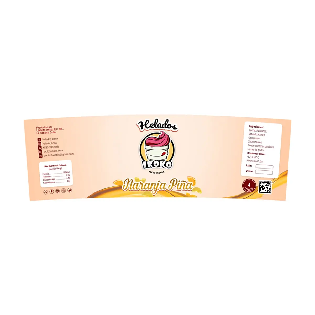 Helado sabor naranja piña Ikoko (4 L) - Thumbnail 2