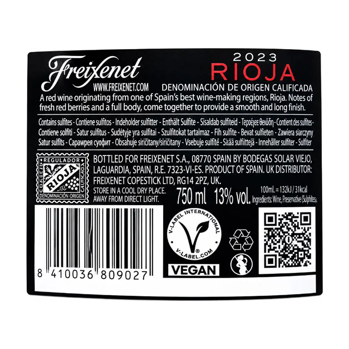 Vino tinto Rioja Tempranillo Freixenet (75 cl / 25 oz) - Thumbnail 3