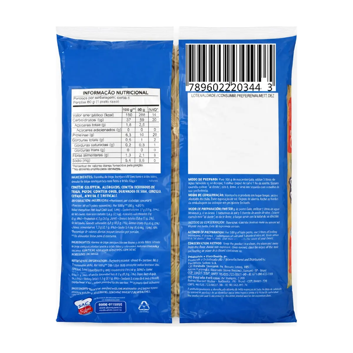 Pasta tipo macarrones Galo Selmi (500 g / 1.10 lb) - Thumbnail 2