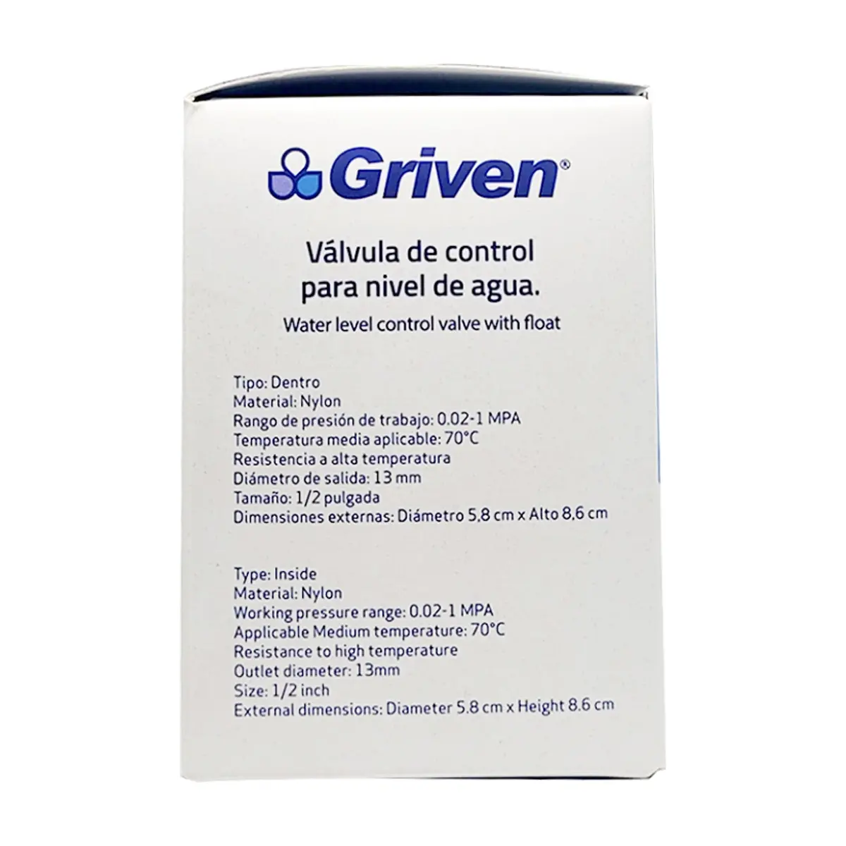 Válvula de control para nivel de agua de 1/2" Griven - Thumbnail 2