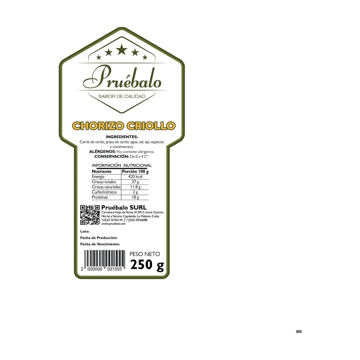 Chorizo criollo Pruébalo (250 g / 8.82 oz) - Miniatura 3