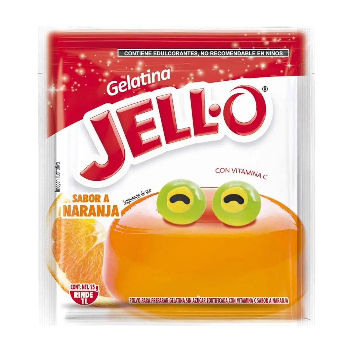 Gelatina sin azúcar fortificada con vitamina C sabor naranja Jell-O (25 g) - Miniatura 1
