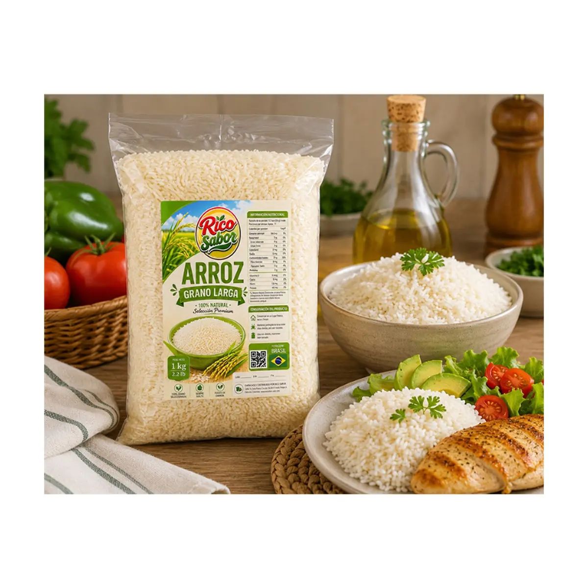 Arroz grano largo Rico Sabor (1 kg / 2.2 lb) - Thumbnail 3
