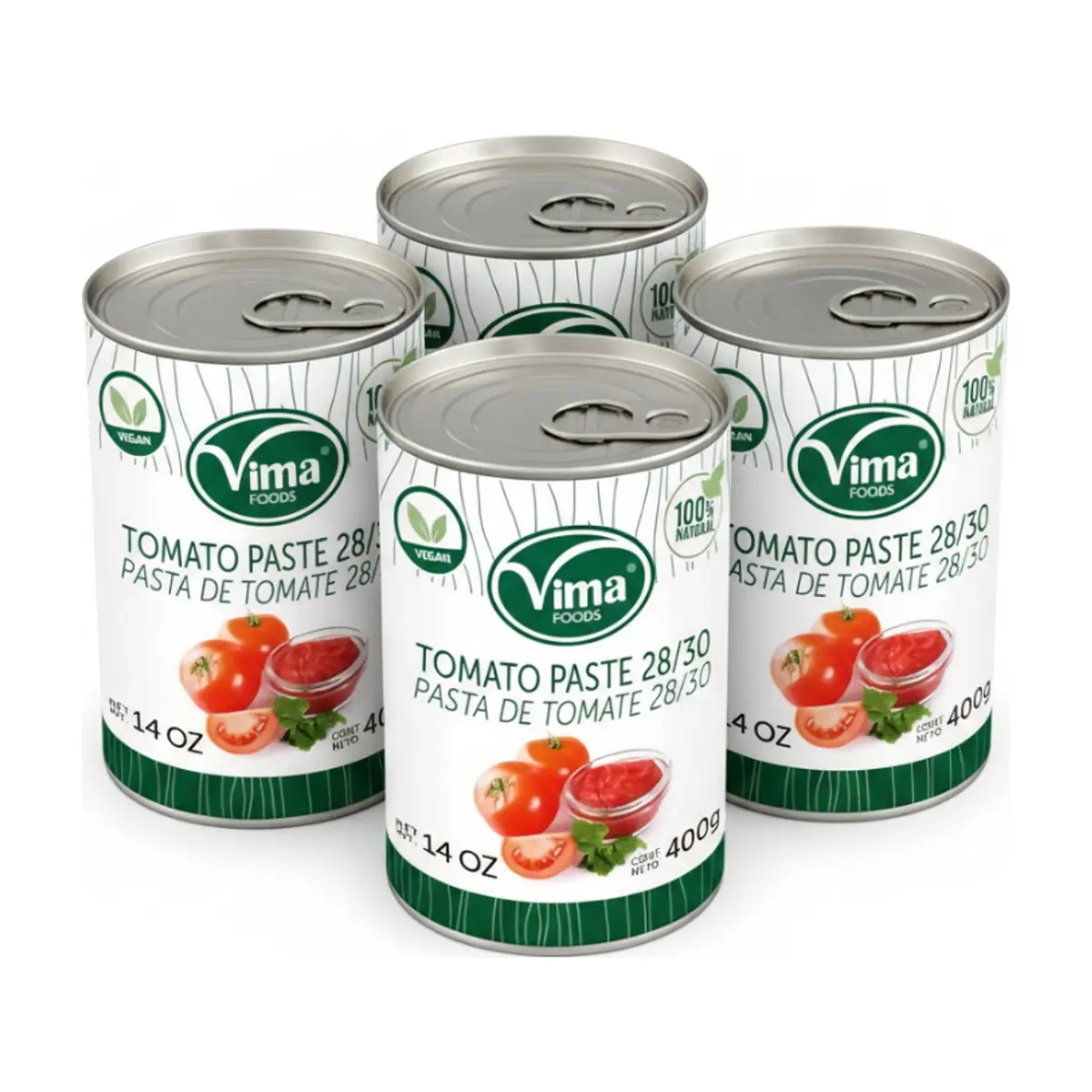 Pasta de tomate Vima Foods (4 x 400 g / 14 oz)
