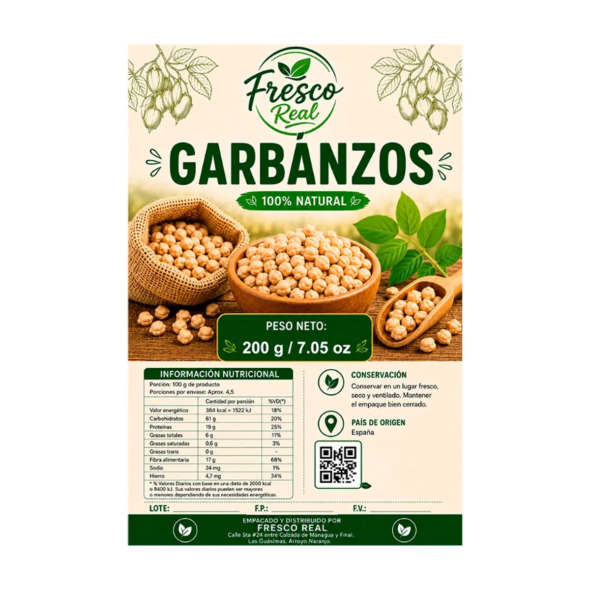 Garbanzos Fresco Real (200 g / 7.05 oz) - Miniatura 2
