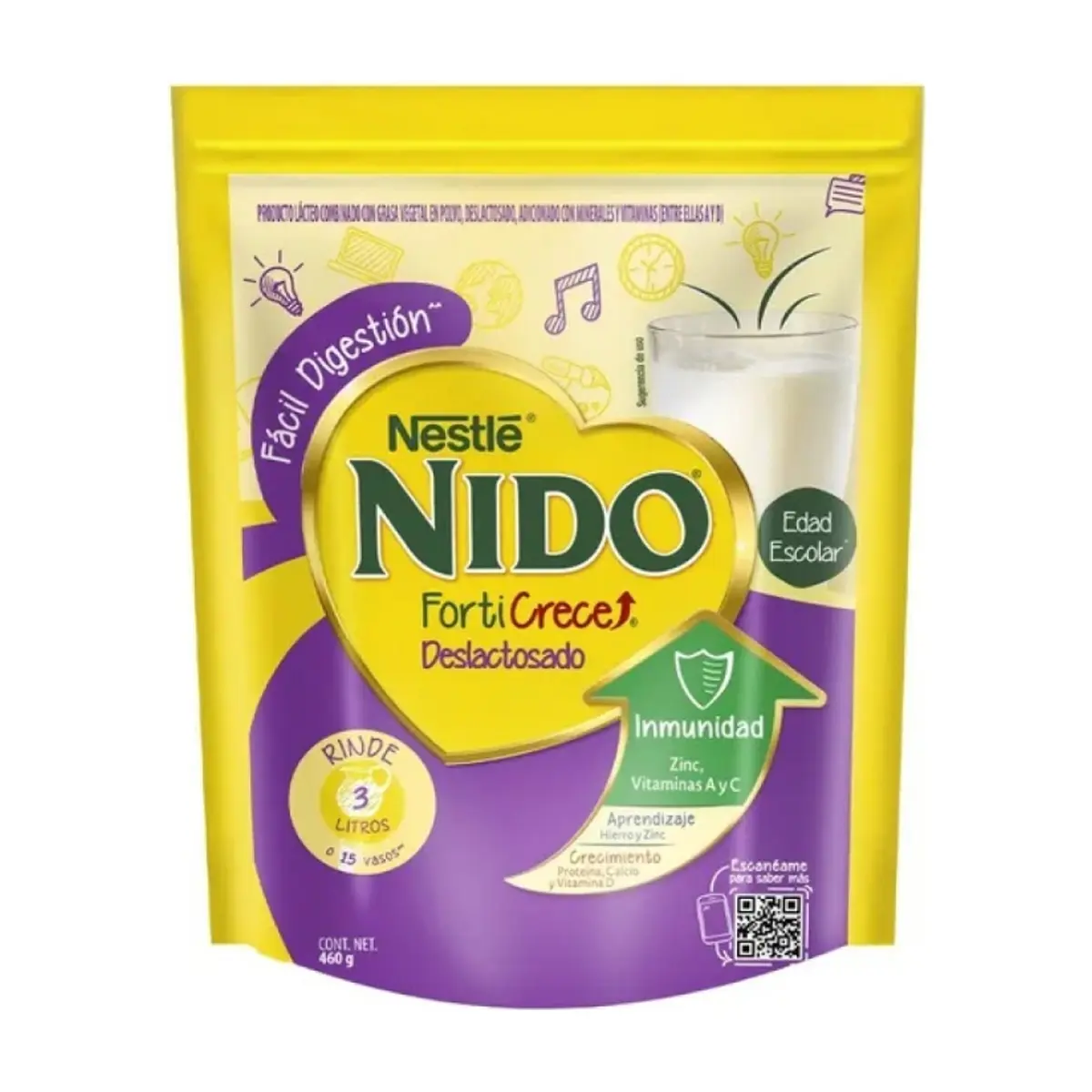 Producto lácteo en polvo combinado deslactosado Forti Crece Nestlé Nido (460 g / 1 lb)