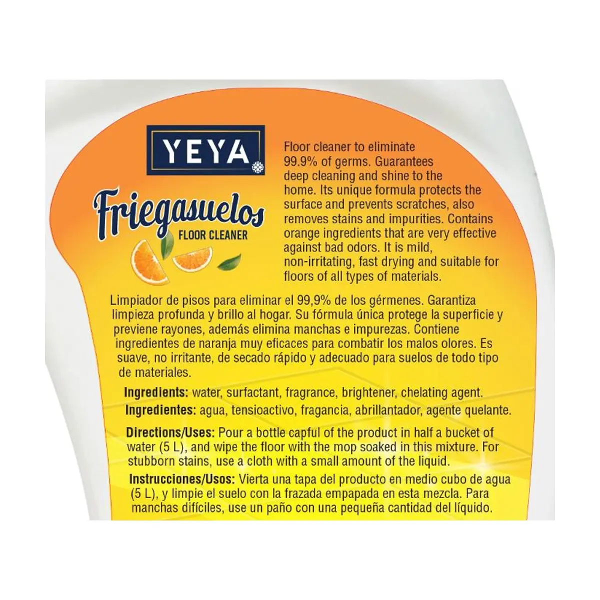 Friegasuelos con aroma a naranja YEYA (1 L / 34 oz) - Thumbnail 3
